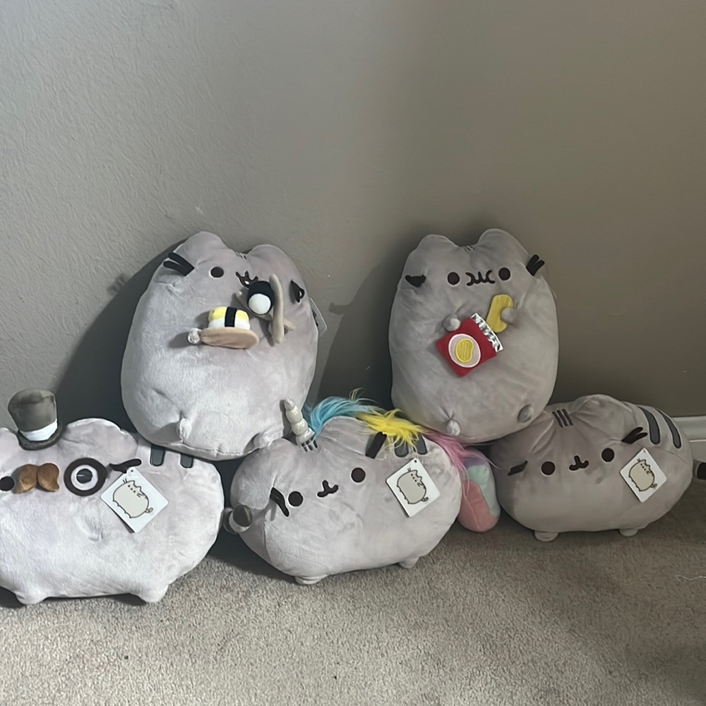 5 pusheen stuffed animals